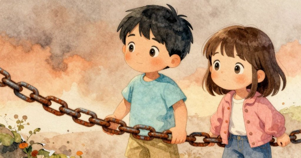 操作員的手正固定欄杆,鏡頭特寫展示鏈條剝落的油漆與歷史痕跡,充滿溫暖感