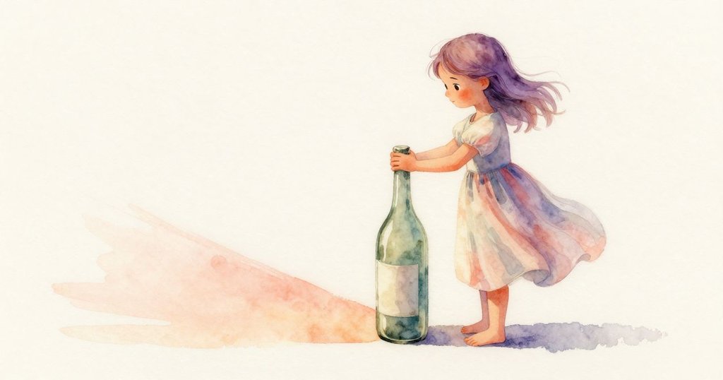 Lilac謹慎移動酒瓶,注視光束變化揭示木刻日期,神情專注且充滿思考