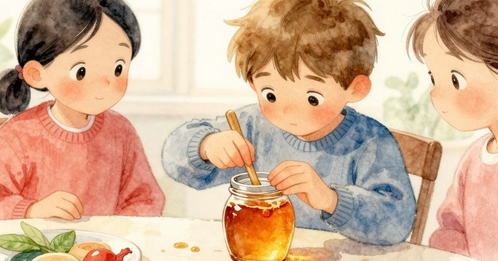 林登在桌旁細心旋上金屬蓋，完成滿罐蜂蜜的封存，動作專注散發成功與溫暖喜悅