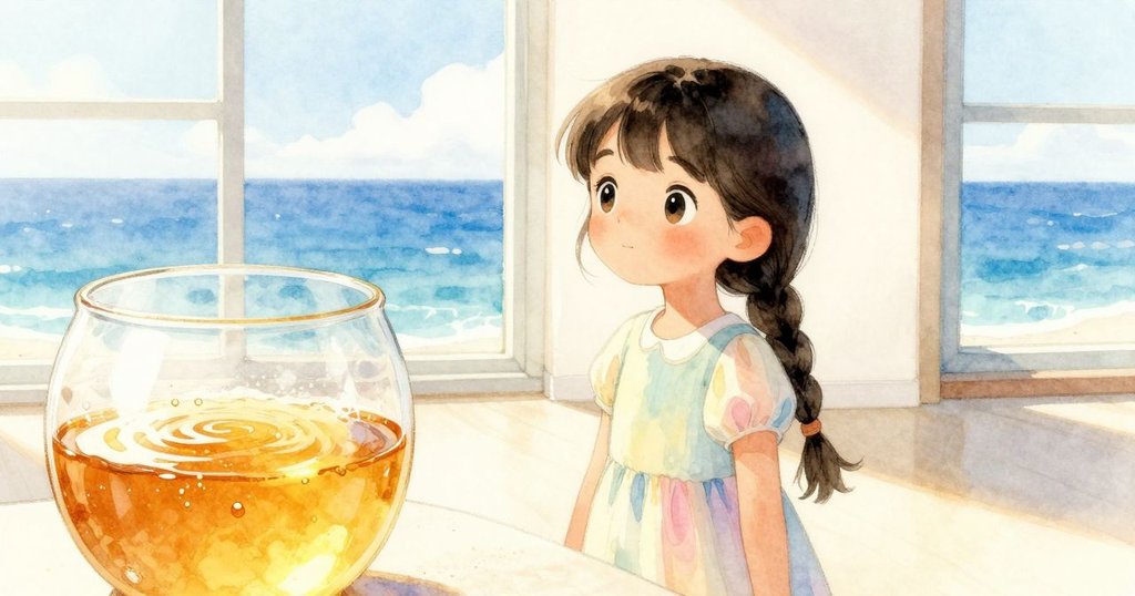 Yasmin注視蜂蜜在麵粉上形成的金光島嶼, 玻璃瓶反射出柔和光澤, 呈現靜謐溫暖的室內景致