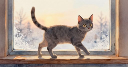 Cat Pawprints on the Frosted Window