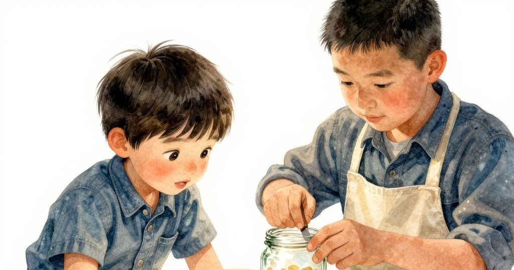 Finn與Upton的手專注於玻璃罐和刀具,桌面滿佈蠟屑紋理,展現細膩溫柔的工作瞬間
