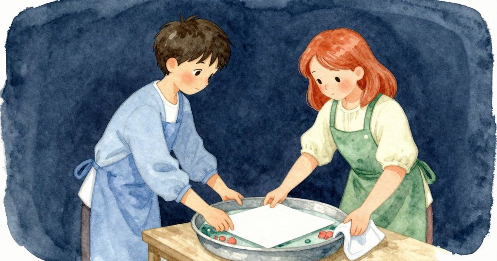 Astrid 穩定 托盤 手按 毛巾 Declan 舉梳 與 她 一起 放下 紙張 室內 合作 高潮
