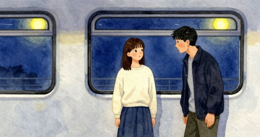 The Lingering Crescent on the Night Train Window