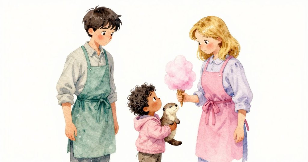 Kit 把比較穩的甜筒遞給抱著河獺絨毛玩偶的 Child,Everett 保持更輕的甜筒準備下一輪,場景達成結局