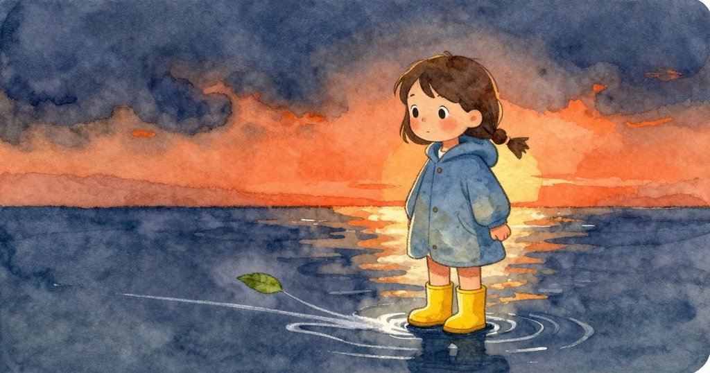 海蓮娜說看到亮線，微風吹動一片葉子在水面滑過，水面出現銀色痕跡，她遮眼傾斜觀看，表情驚喜。