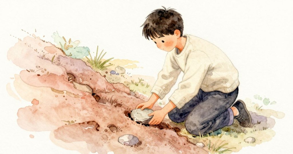 Felix 拿起邊石放旁，露出石底密實層，稱作「座痕」，他專注調整，衝突接近解決