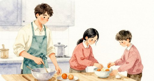 Wyatt Peels Tea Eggs Beside a Wet Salt Dish