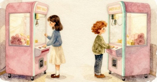 Blue Thread and the Milk Jug Plush at the Claw Machine
