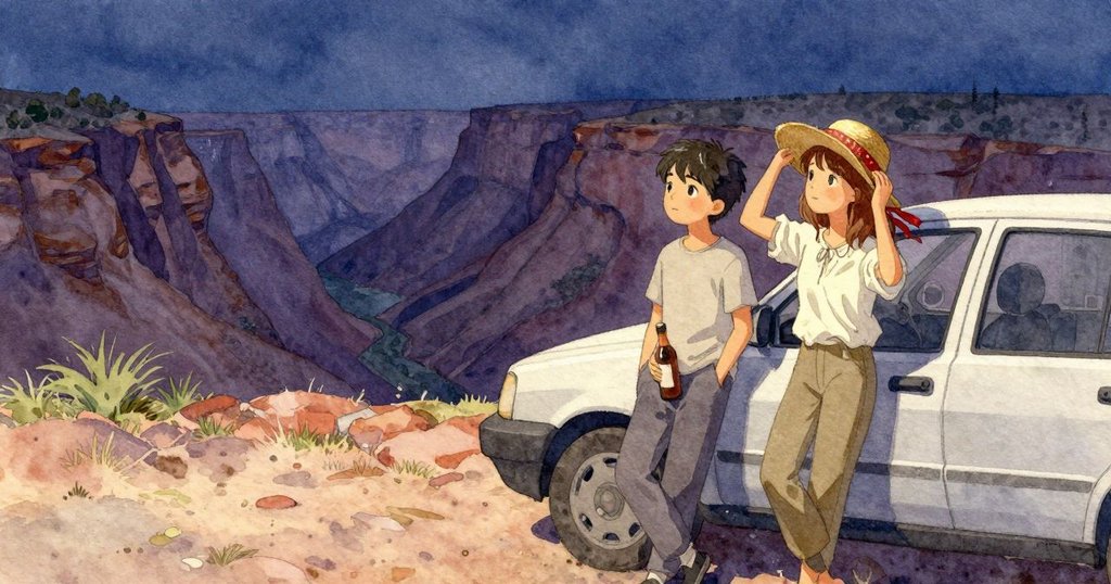 Archie 回到 車旁 握著 溫熱 的 瓶子,Willa 摸著 有 灰塵 的 緞帶 邊,結尾 平靜 收束