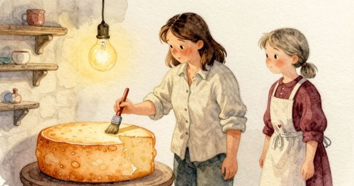 The Changing Note of a Cheese Wheel in the Cellar