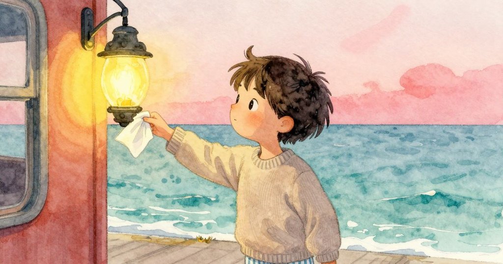 Kay用餐巾塞住檯燈縫隙，伸手摸開關但錯過，表情專注又有些煩躁，情節發展。