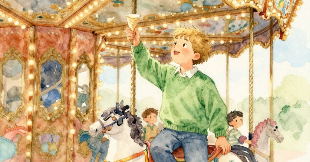Niall在票繩旁舉著紙錐，供應食物線索、耐心等待、場景發展、關鍵轉折