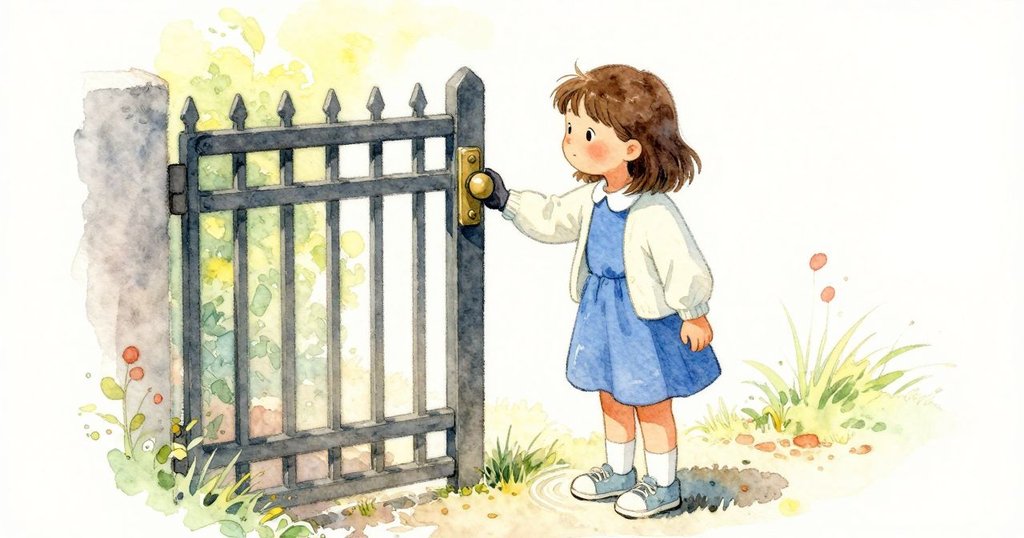 Zadie 站在短門前凝視被黃銅旋鈕掛住的手套，漣漪從旁通過並捲入格柵，故事安靜地結束。