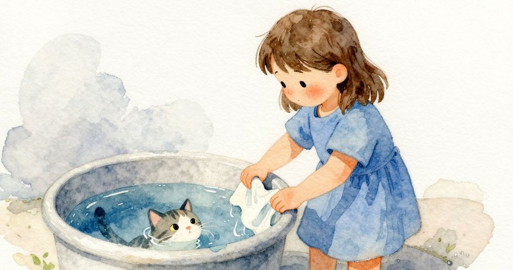 Clara 低頭 看見 貓 倒影 在染缸，抬起 濕布 讓水滴 打在桶邊，情節 到達 高潮