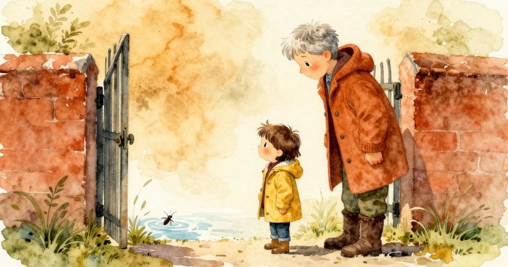 Ned 與大人注視門縫,水黾滑過縫隙,兩人驚喜凝視,故事到達高潮。