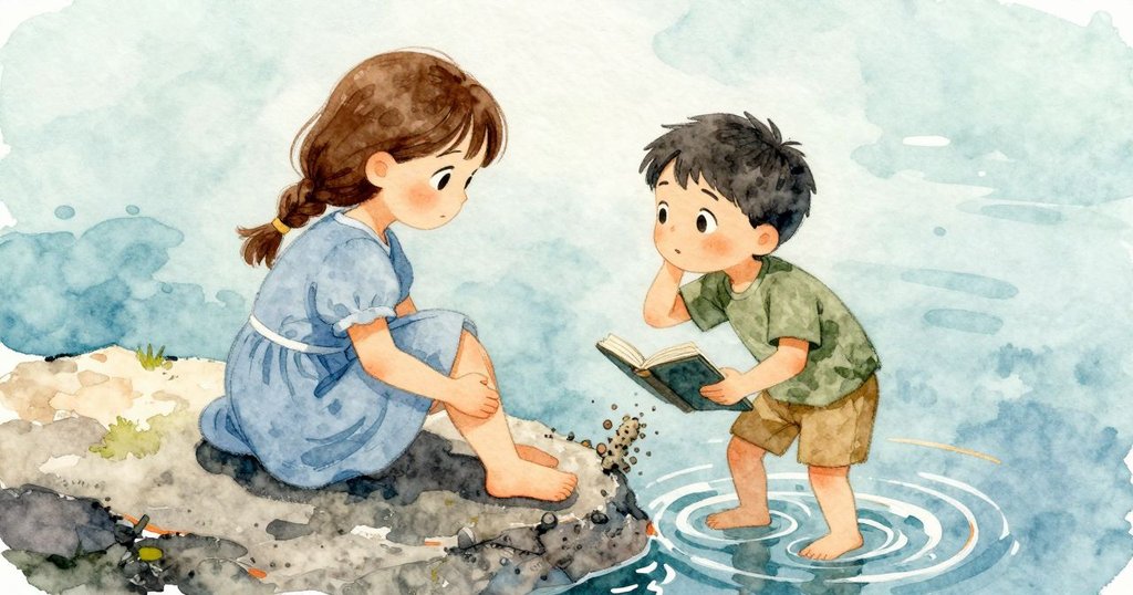 Kieran肘碰到藤壺使書本晃動，漣漪滑過陰影邊緣，anemone開始逐圈收縮，兩人凝神傾聽緊張。