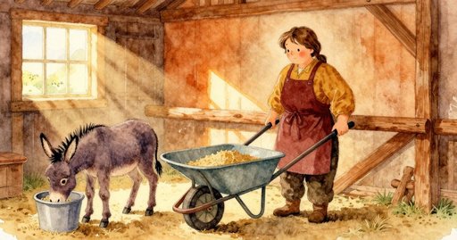 Corn From the Loft Falls Into the Donkey’s Tub