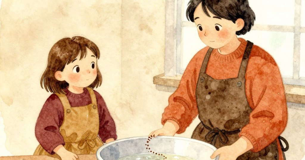 Marnie 和 Colette 看著火蠅在濕碗緣留下點狀軌跡，工作室內驚奇與專注