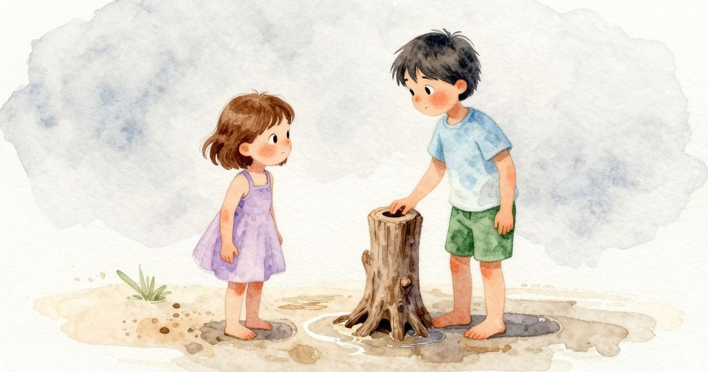 Sylvie 輕敲漂流木的凹洞,低沉敲擊在內滾動,Xander 指出『有空洞敲擊』,濕圓圈擴大作為結尾。
