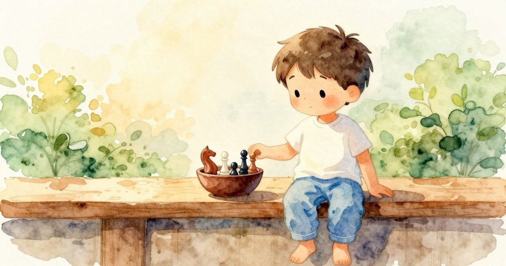 Eli 走到 矮架 前 望著 裝有 小西洋棋 的 碗，看到 一個 騎士 斜立 被 其他 棋子 夾住，好奇，高潮
