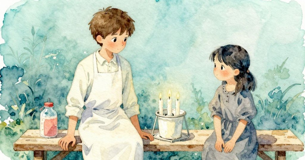 Sam 與 Colette 站在收納架前,Sam 展示棉芯上凝固的梨形突起,室內光線收窄,場景達到高潮的轉折