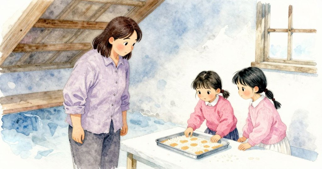 Zara與Yasmin在閣樓靜坐注視錫盤上米與沙的混合曲線，粉末已落定，故事以平靜的結尾收束
