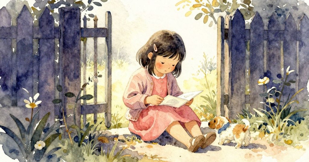 Lena 傾斜她的畫本，小狗在門底嗅聞，項牌叮噹，鼻尖在木頭留下一圈霧點，情節達到高潮
