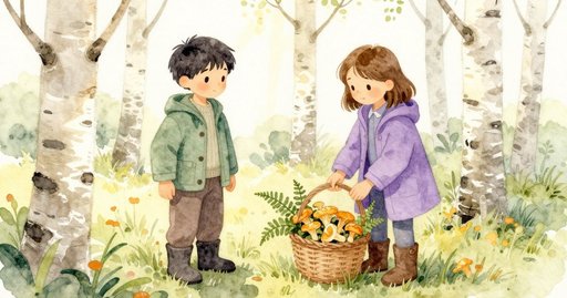 One Glove on the Mushroom Basket in a Rain-Soft Forest