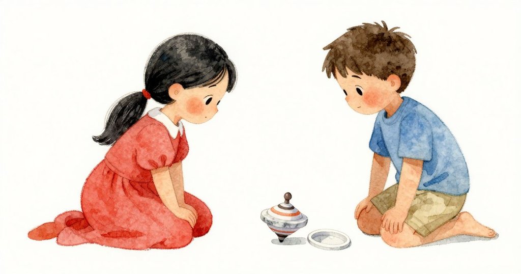 Cruz在一旁注視,特寫顯示彈珠、搖晃的陀螺與彈開的塑膠盒蓋,情節到達發現的高潮。
