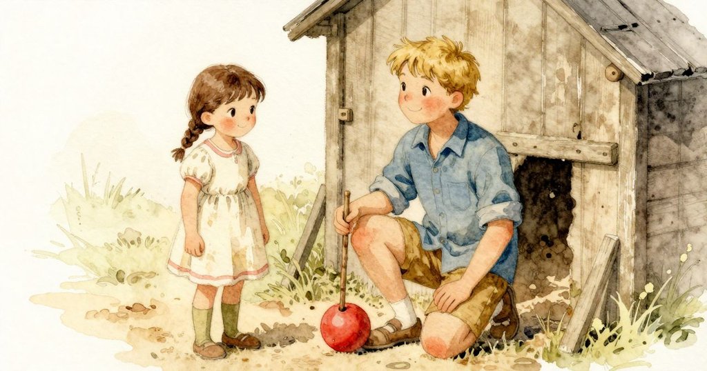 Clara用棍子滑動把球撥出，球慢慢滾到Emmet腳邊，兩人驚訝且放心，緊張到達高點
