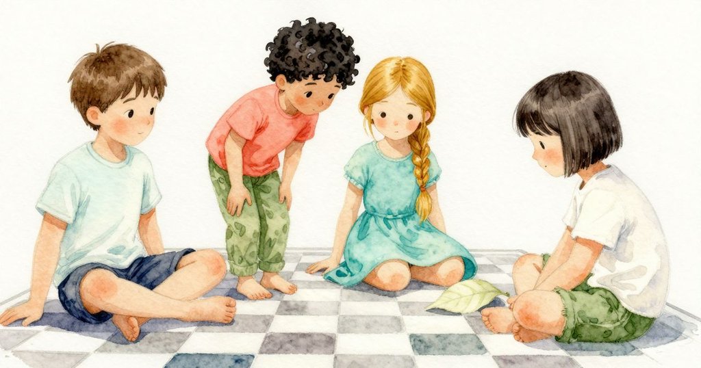 Narrator 的棋盤白色格上落下一片葉子,近拍展示葉子安靜停在棋盤上,情節發展的關鍵物件
