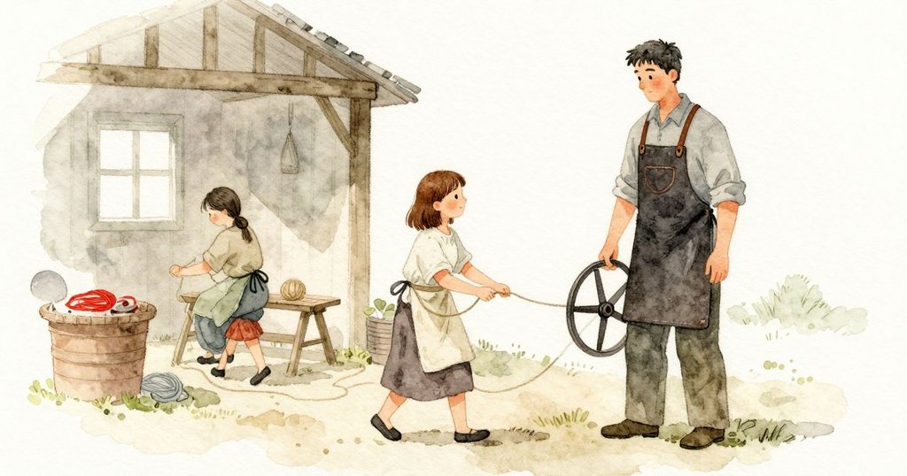結尾：Zadie向後走穩穩拉紗，Magnus守住曲柄，杯子豎放於光帶旁，兩人恢復合作節奏且心情安心