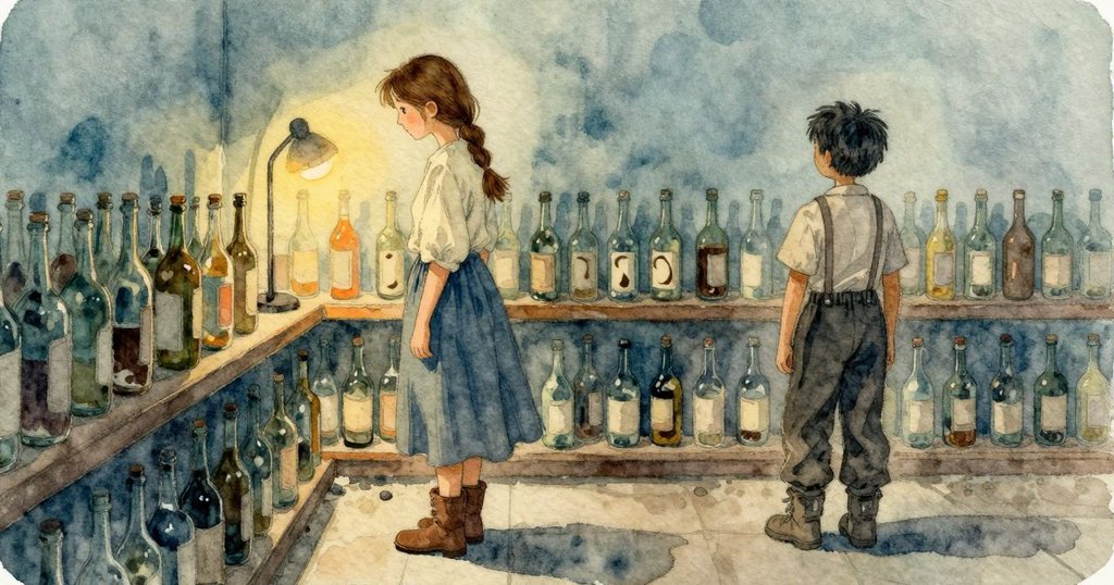 結尾遠景顯示莎拉與馬可退後注視酒架上月牙沉積,地窖懸而未決,帶著期待與疑問。