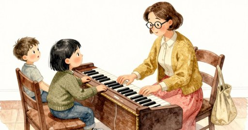 Book Falls on Piano in a Music Lesson