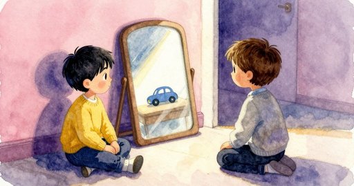 Blue Car Disappears in the Classroom Mirror