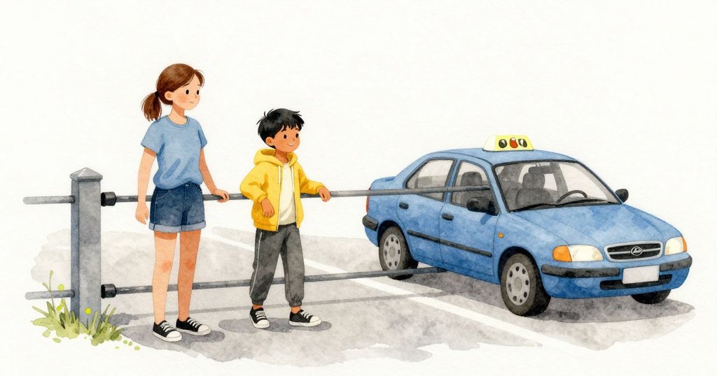 閘門打開,Sylvie 踩在較慢的油門上,海藍車輕輕滑出;她順著節奏畫慢弧,與 Xavi 的寬大轉向相遇又分開。下一拍落下時兩車保險圈輕壓一碰,震動親吻她的脊背,方向盤還想自行旋轉,她用手腕穩住它。