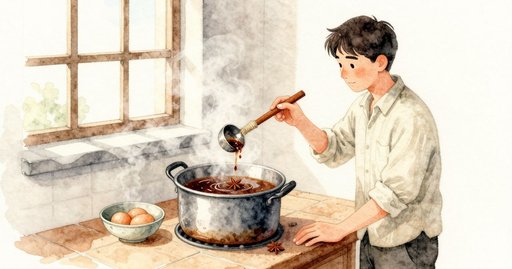 Tea Eggs, the Ladle’s Drip, and a Rolling Palm