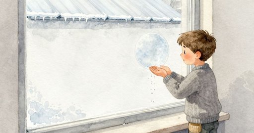 Spinning Top Slips at the Frosted Window
