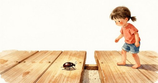 A Beetle Crosses the Boardwalk Gap