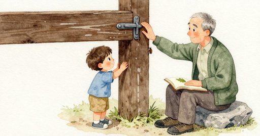 Ada Opens the Dewy Gate Latch