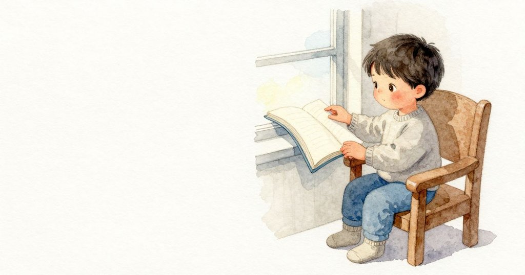 Sam 輕抬書頁的下角，紙角先黏住又平貼回去；手指移動去找細薄的邊緣，另一隻手往遠離窗邊的方向挪。指尖在書籤旁的縫口滑過，頁面柔軟地掀起又安穩地落下；白淨紙面在窗光裡靜靜發亮。