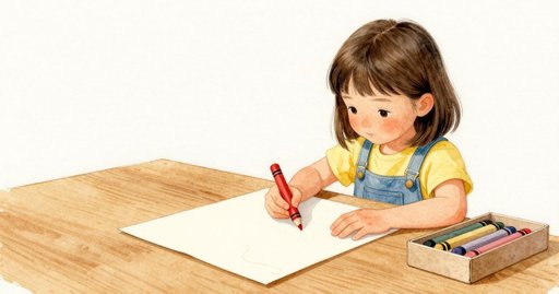 Red Crayon Meets a Bump Under the Paper