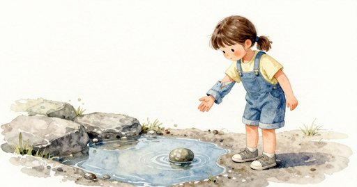 Pebble Lifts From the Fountain Puddle