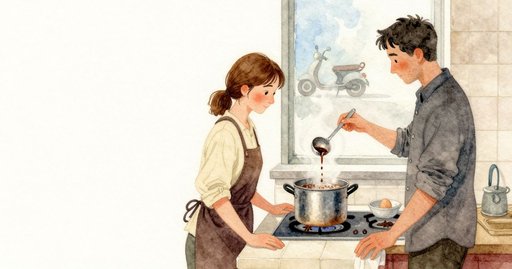 An Egg, a Bold Crack, and the Ladle at the Rim