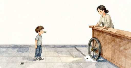 Bucket Handle Stops a Rolling Cart at the Folding Table