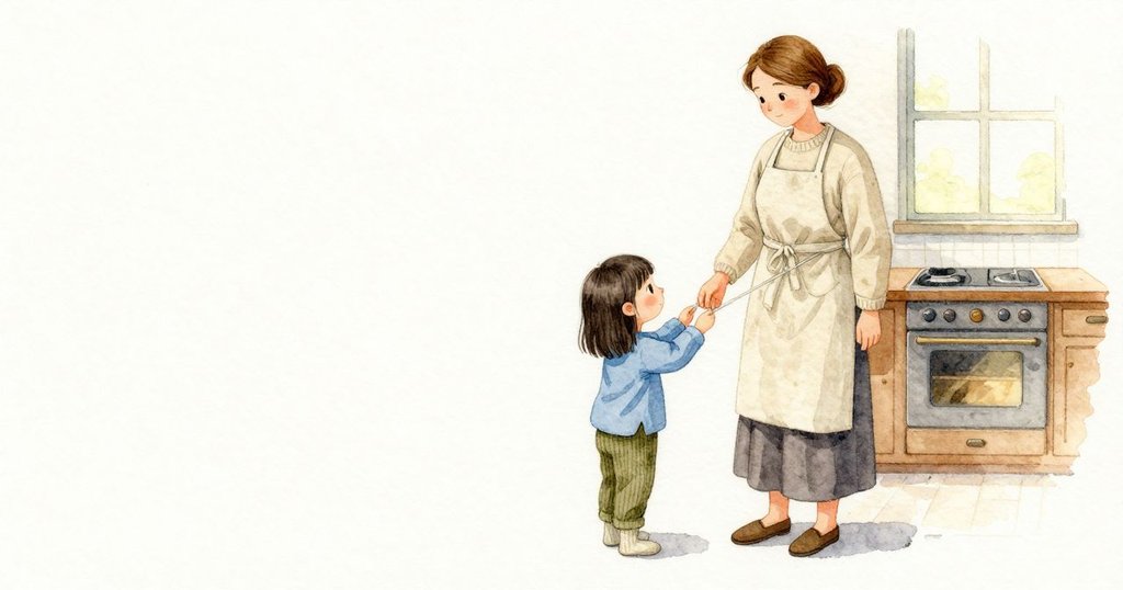 貓再次輕拍帆布綁帶，帶子先被拉長再俐落地縮回，晃動片刻後變成緩慢的擺動；織紋下緊實的直線像在微微嗡鳴。