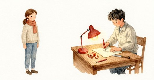 Pencil Circle Under a Turning Dome and a Small Red Lamp
