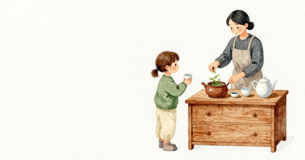 第三泡時茶葉把小壺擠得滿滿，抽屜下的聲音變得渾圓，偶有珠子碰軌的輕響。Thea把聞香杯舉到鼻前忽然停住，滴聲又更低更慢；Margot不動水壺，只看著抽屜前緣那條安靜的縫。
