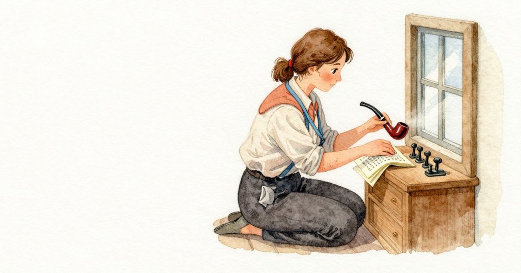 Etta 把管子歸回原位,用布擦了擦手心,轉向小窗拉開一格;一縷新風掠過她的前臂細毛,馬達的熱度仍烘著肩頭。摺疊的打孔卡書緩緩前行一指寬,每個小孔依次貼上對應的撥桿。